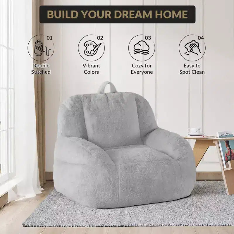 Grand canapé pouf en similicuir - pouf adulte avec rembourrage et poignées - parfait pour le salon - très confortable.