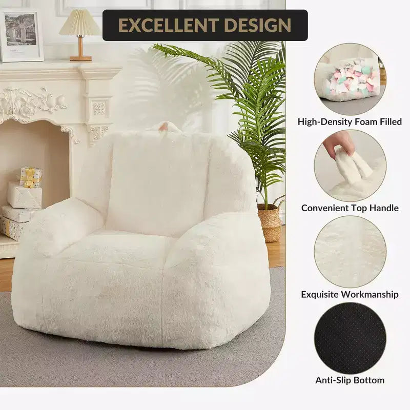 Grand canapé pouf en similicuir - pouf adulte avec rembourrage et poignées - parfait pour le salon - très confortable.