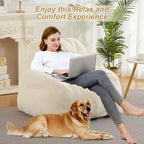 Grand canapé pouf en similicuir - pouf adulte avec rembourrage et poignées - parfait pour le salon - très confortable.