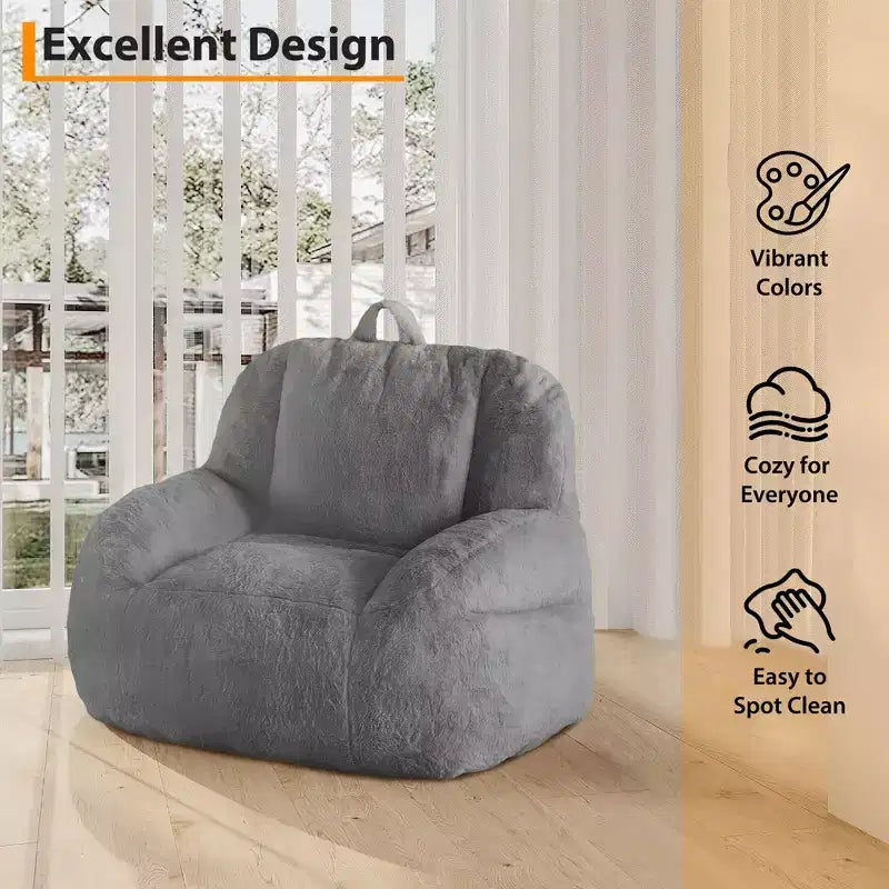 Grand canapé pouf en similicuir - pouf adulte avec rembourrage et poignées - parfait pour le salon - très confortable.