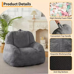 Grand canapé pouf en similicuir - pouf adulte avec rembourrage et poignées - parfait pour le salon - très confortable.
