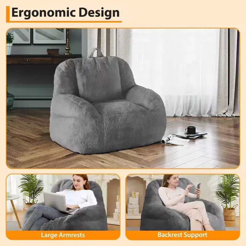 Grand canapé pouf en similicuir - pouf adulte avec rembourrage et poignées - parfait pour le salon - très confortable.