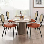 Chaises de salle à manger modernes rembourrées | Ensemble contemporain avec dossier en rotin naturel, pieds en métal | Conception peu encombrante pour la salle à manger