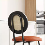 Chaises de salle à manger modernes rembourrées | Ensemble contemporain avec dossier en rotin naturel, pieds en métal | Conception peu encombrante pour la salle à manger