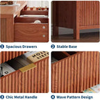 Commode 9 tiroirs style ferme pour chambre - Commode en bois étroite, rainurée, style moderne du milieu du siècle, organisateur de rangement pour placard ou salon