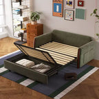 Canapé-lit convertible en tissu Luck Live 62.9 avec rangement et garniture en bois massif pour petits salons et appartements
