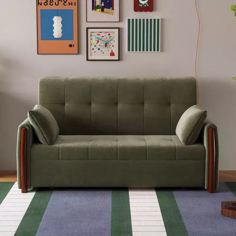 Canapé-lit convertible en tissu Luck Live 62.9 avec rangement et garniture en bois massif pour petits salons et appartements