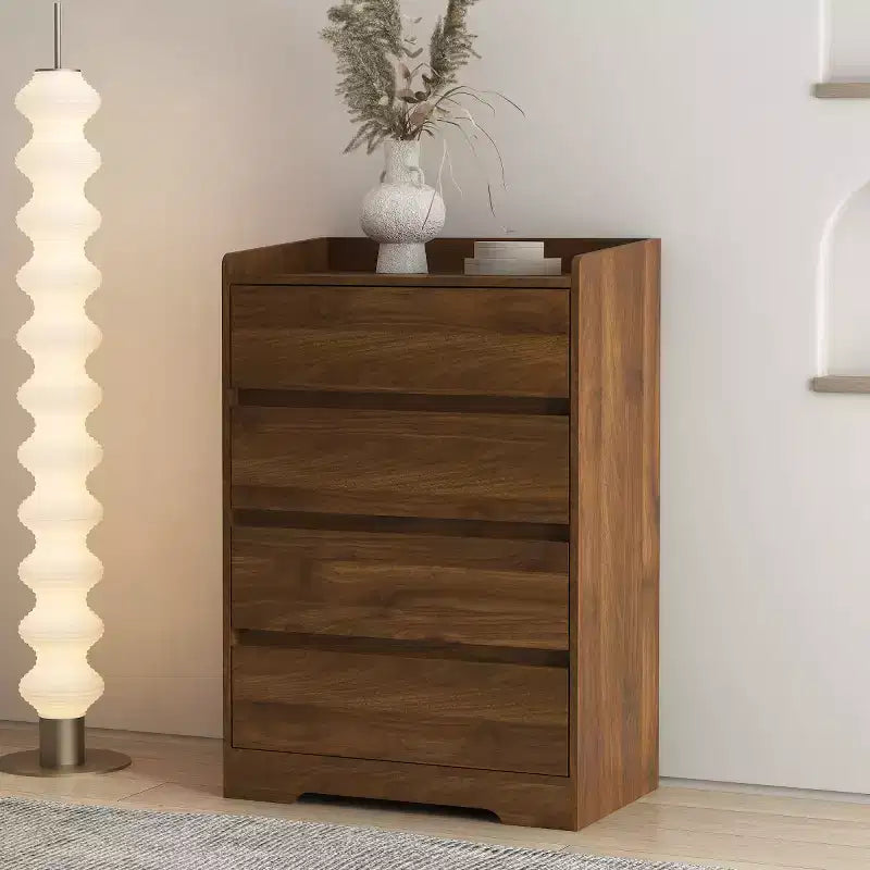 Commode moderne à 4 tiroirs pour chambre à coucher, commode verticale sans poignée, meuble de rangement pour salon, entrée ou bureau - Panipeachy