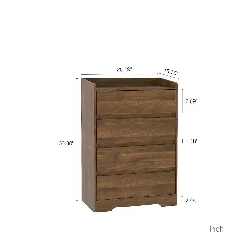 Commode moderne à 4 tiroirs pour chambre à coucher, commode verticale sans poignée, meuble de rangement pour salon, entrée ou bureau - Panipeachy