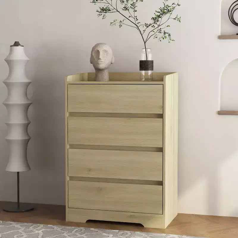 Commode moderne à 4 tiroirs pour chambre à coucher, commode verticale sans poignée, meuble de rangement pour salon, entrée ou bureau - Panipeachy