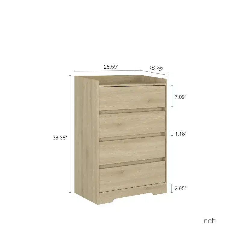 Commode moderne à 4 tiroirs pour chambre à coucher, commode verticale sans poignée, meuble de rangement pour salon, entrée ou bureau - Panipeachy