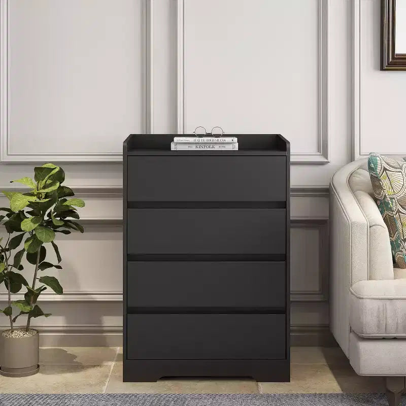 Commode moderne à 4 tiroirs pour chambre à coucher, commode verticale sans poignée, meuble de rangement pour salon, entrée ou bureau - Panipeachy