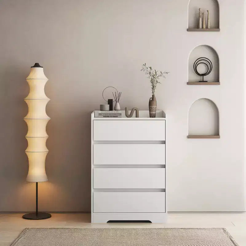Commode moderne à 4 tiroirs pour chambre à coucher, commode verticale sans poignée, meuble de rangement pour salon, entrée ou bureau - Panipeachy