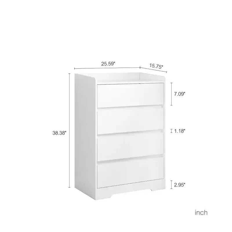 Commode moderne à 4 tiroirs pour chambre à coucher, commode verticale sans poignée, meuble de rangement pour salon, entrée ou bureau - Panipeachy