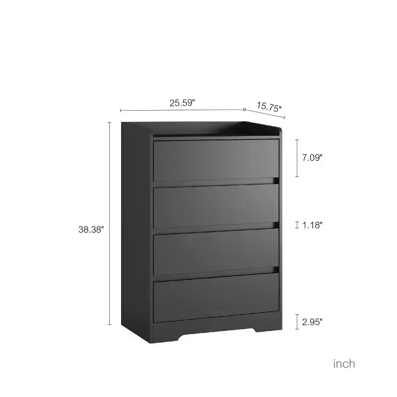 Commode moderne à 4 tiroirs pour chambre à coucher, commode verticale sans poignée, meuble de rangement pour salon, entrée ou bureau - Panipeachy