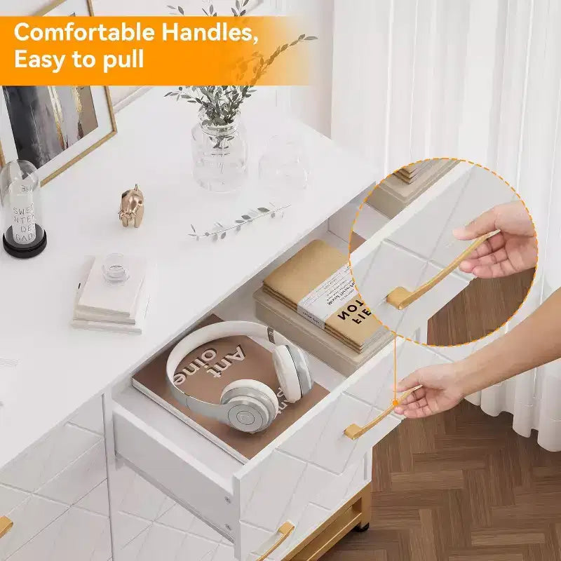 Commode haute moderne en bois à 8 tiroirs, glissières à fermeture douce et kit anti-basculement, meuble de rangement peu encombrant pour chambre, placard, enfants et chambre de bébé