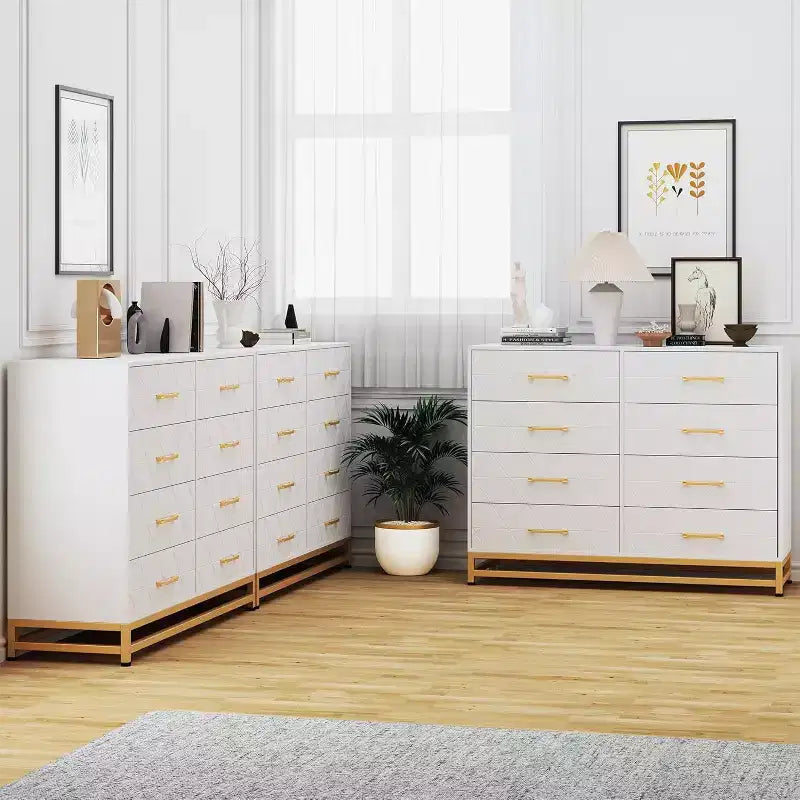 Commode haute moderne en bois à 8 tiroirs, glissières à fermeture douce et kit anti-basculement, meuble de rangement peu encombrant pour chambre, placard, enfants et chambre de bébé