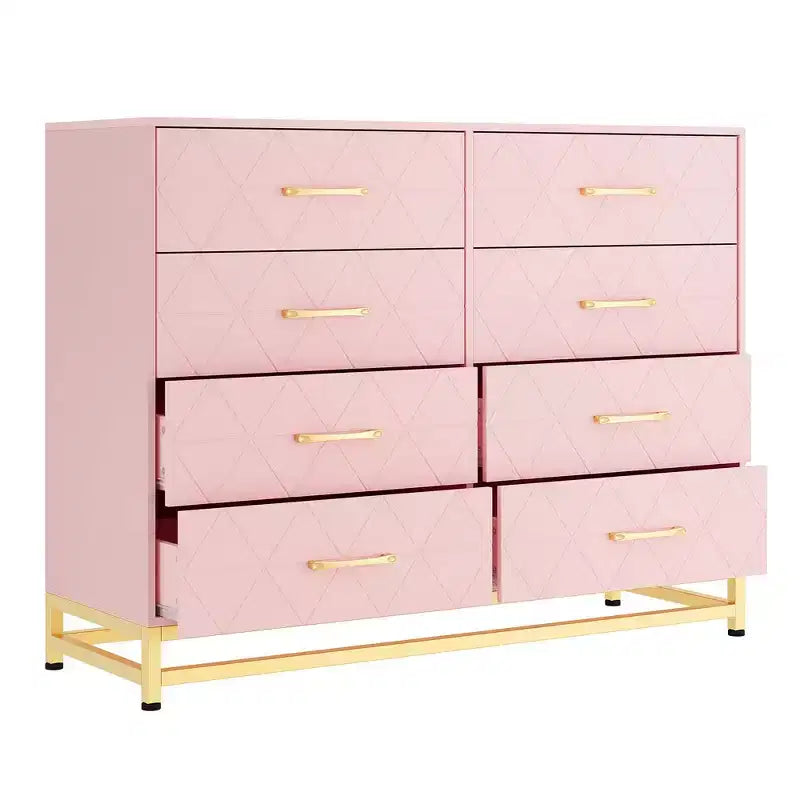 Commode haute moderne en bois à 8 tiroirs, glissières à fermeture douce et kit anti-basculement, meuble de rangement peu encombrant pour chambre, placard, enfants et chambre de bébé