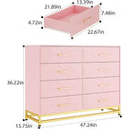 Commode haute moderne en bois à 8 tiroirs, glissières à fermeture douce et kit anti-basculement, meuble de rangement peu encombrant pour chambre, placard, enfants et chambre de bébé