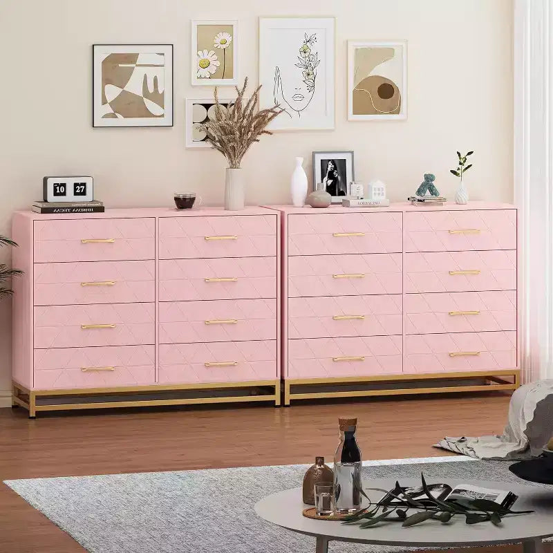 Commode haute moderne en bois à 8 tiroirs, glissières à fermeture douce et kit anti-basculement, meuble de rangement peu encombrant pour chambre, placard, enfants et chambre de bébé