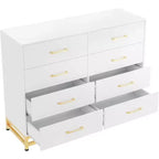 Commode haute moderne en bois à 8 tiroirs, glissières à fermeture douce et kit anti-basculement, meuble de rangement peu encombrant pour chambre, placard, enfants et chambre de bébé