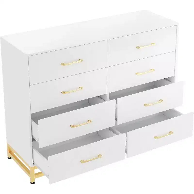 Commode haute moderne en bois à 8 tiroirs, glissières à fermeture douce et kit anti-basculement, meuble de rangement peu encombrant pour chambre, placard, enfants et chambre de bébé