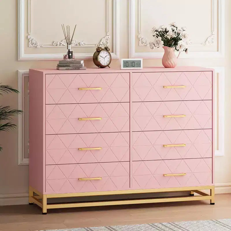 8-Drawer Modern Tall Wooden Dresser, Soft-Close Glides & Anti-Tip Kit, Space-Saving Chest for Bedroom, Closet, Kids & Nursery