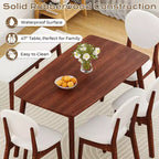 Ensemble de salle à manger Karl Home 47'' pour 6 personnes, table de cuisine en bois massif avec banc et 4 chaises avec dossier rembourré