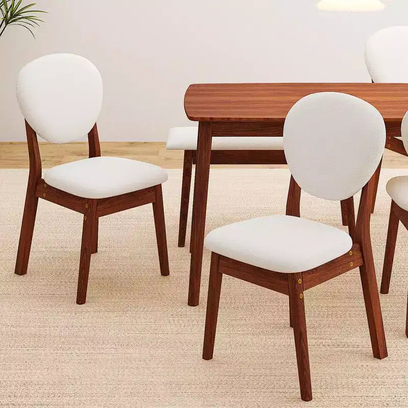 Ensemble de salle à manger Karl Home 47'' pour 6 personnes, table de cuisine en bois massif avec banc et 4 chaises avec dossier rembourré