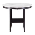 Banforth White Faux Marble Round Table - Espresso/White Marble - iNSPIRE Q