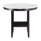 Banforth White Faux Marble Round Table - Espresso/White Marble - iNSPIRE Q