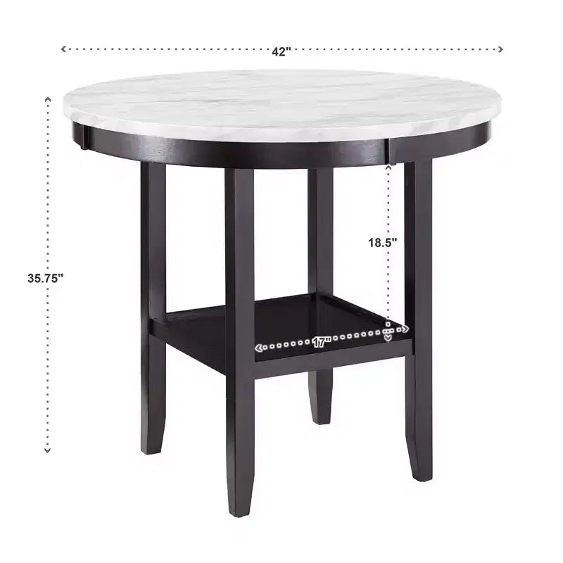 Table ronde Banforth en simili marbre blanc – Espresso/Marbre blanc – iNSPIRE Q
