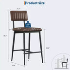 Chaises de bar hauteur comptoir avec dossier, repose-pieds et coussin épais, assise rembourrée, pieds en métal renforcés pour îlot de cuisine, bar