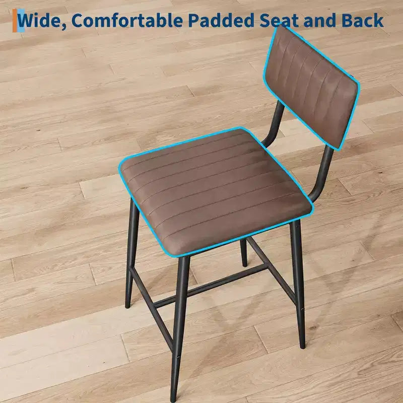 Chaises de bar hauteur comptoir avec dossier, repose-pieds et coussin épais, assise rembourrée, pieds en métal renforcés pour îlot de cuisine, bar