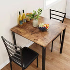 Tables de salle à manger pour 2 personnes, table et chaises de cuisine, table de salle à manger carrée avec 2 chaises en métal et bois, pour petits espaces, appartement
