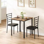 Tables de salle à manger pour 2 personnes, table et chaises de cuisine, table de salle à manger carrée avec 2 chaises en métal et bois, pour petits espaces, appartement