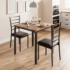 Tables de salle à manger pour 2 personnes, table et chaises de cuisine, table de salle à manger carrée avec 2 chaises en métal et bois, pour petits espaces, appartement