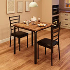 Tables de salle à manger pour 2 personnes, table et chaises de cuisine, table de salle à manger carrée avec 2 chaises en métal et bois, pour petits espaces, appartement