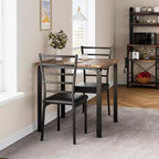 Tables de salle à manger pour 2 personnes, table et chaises de cuisine, table de salle à manger carrée avec 2 chaises en métal et bois, pour petits espaces, appartement