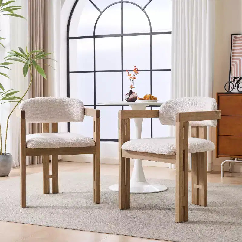 Christopher Knight Home Zane Chaises de salle à manger modernes en bois d'hévéa rembourrées avec dossier Louis (lot de 2)