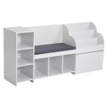 VEVOR Kids Reading Nook, Wooden Storage Bench with Backrest, Kids Bookshelf & Toy Organizer, Large Toy Box Chest for Playroom, Living Room, White