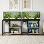 Support d'aquarium robuste de 150 à 190 litres avec prises de courant, support d'aquarium en métal et bois avec étagères ouvertes à 4 niveaux, pour terrarium de tortue et de reptile