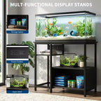 Support d'aquarium robuste de 150 à 190 litres avec prises de courant, support d'aquarium en métal et bois avec étagères ouvertes à 4 niveaux, pour terrarium de tortue et de reptile