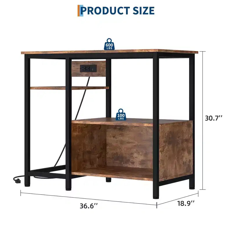 Support d'aquarium robuste de 150 à 190 litres avec prises de courant, support d'aquarium en métal et bois avec étagères ouvertes à 4 niveaux, pour terrarium de tortue et de reptile