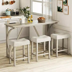Ensemble table et tabourets de bar 4 pièces Costway avec prise de courant, table de bistrot hauteur comptoir