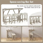 Ensemble table et tabourets de bar 4 pièces Costway avec prise de courant, table de bistrot hauteur comptoir