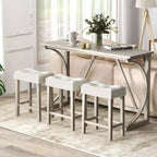 Ensemble table et tabourets de bar 4 pièces Costway avec prise de courant, table de bistrot hauteur comptoir