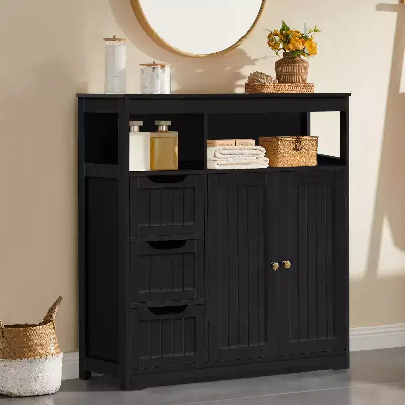 Meuble Colonne de Rangement Autoportant Yaheetech en Bois pour Salle de Bain, Chambre et Salon