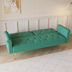 Canapé-lit moderne GDFStudio Ubon 70 en bois et velours, avec clous décoratifs et coussins