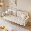 GDFStudio Ubon Modern 70 Wooden Velvet Upholstered Sofa Bed with Nail Head Trim and Throw Pillow